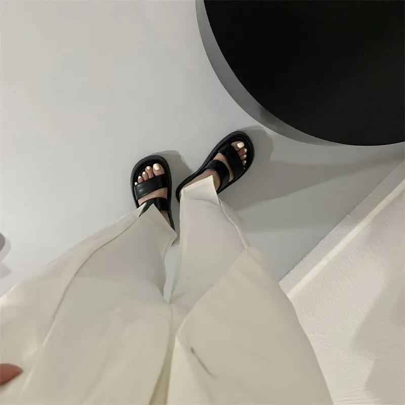 Fashion Slides with Heel House on Beach Outside Thick Women's Slippers and Ladies Sandals Open Toe Apricot Rubber Shoes Home Original G