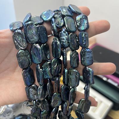1 sznur, czarne naturalne perły słodkowodne, ręcznie robione kwadratowe koraliki perłowe do tworzenia biżuterii, rękodzieła DIY (Koraliki 12×16mm, Długość 36cm)