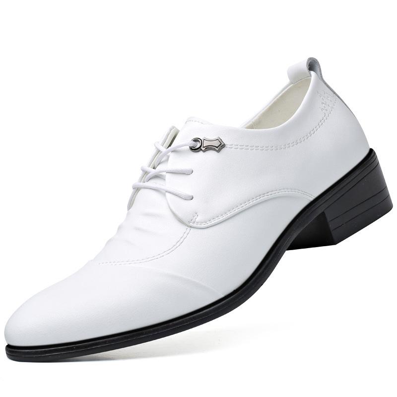 Herren Lederschuhe mit Innensohle aus Rindsleder, Jugend, weiche Sohle, weiche Oberfläche, weiße Herrenschuhe, Little White Shoes zum Schnüren, Hochzeitsschuhe