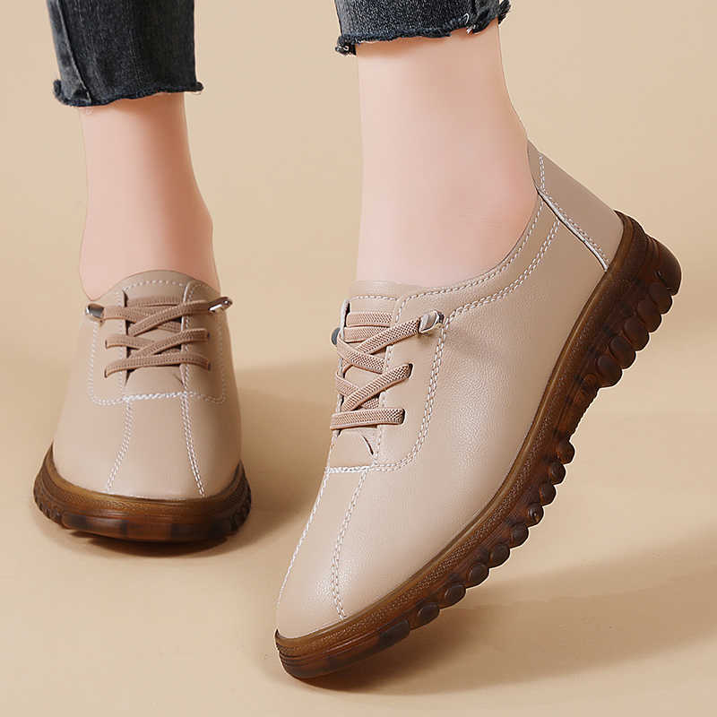Fashion Natural Leather Elastic Band 38 Size Sneakers Vulcanize Women's Moccasin Brand Women Shoes Sports Tenya Loffers Hand Made