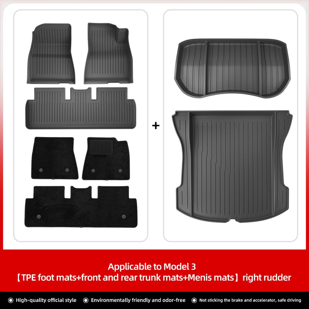 LUCKEASY Right Drive for Tesla Model 3 Model Y  2023 Car All-weather Floor Mat Trunk Pad Protective Interior Accessories