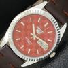 MENS VINTAGE REFURBISHED SEIKO 5 AUTOMATIC JAPAN RED COLOR DIAL WATCH A440347-4 Sk-a440347