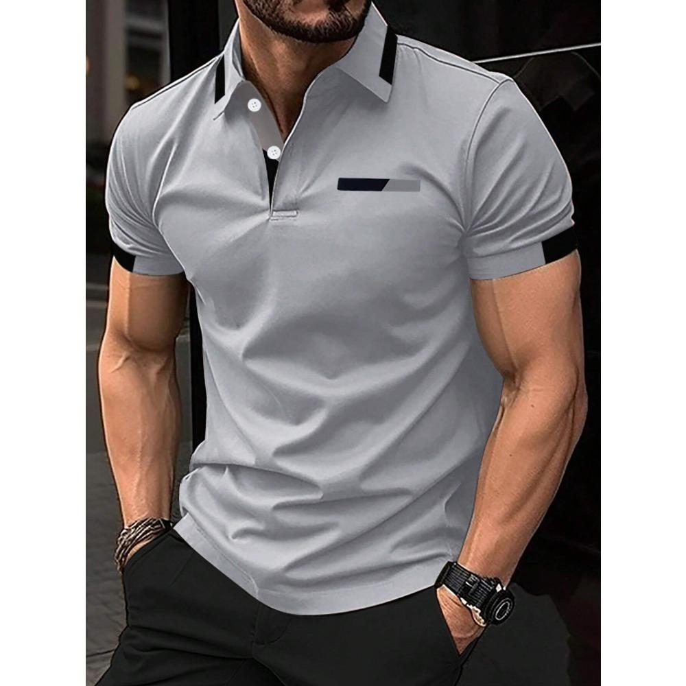 Manfinity Homme Chemise Polo Casual Manches Courtes Color-Block d'Été pour le Trajet