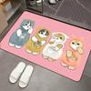 2pcs Cartoon Cat Diatom Mud Floor Mat Bathroom Water Absorption Quick Drying Easy Cleaning Foot Pad Non-slip Mat