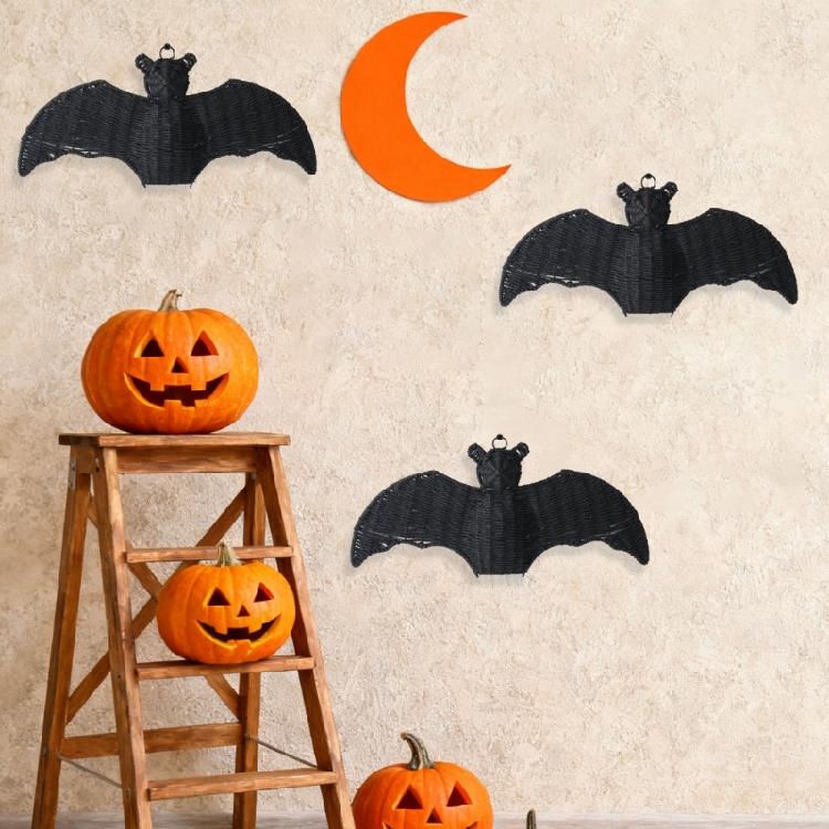 Halloween Bat Door Hanging Decoration, Black Paper Rope Wall Ornament for Window Ceiling Backdrops Home Display