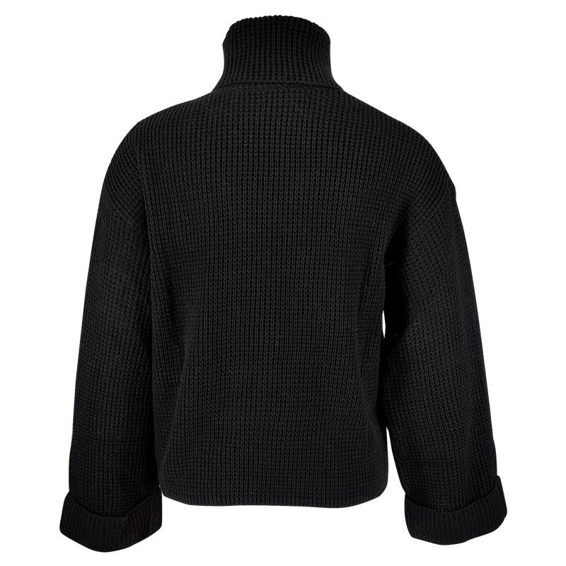 MD1006 European Women's Knitwear High Neck Bell Sleeve Pullover Sweater