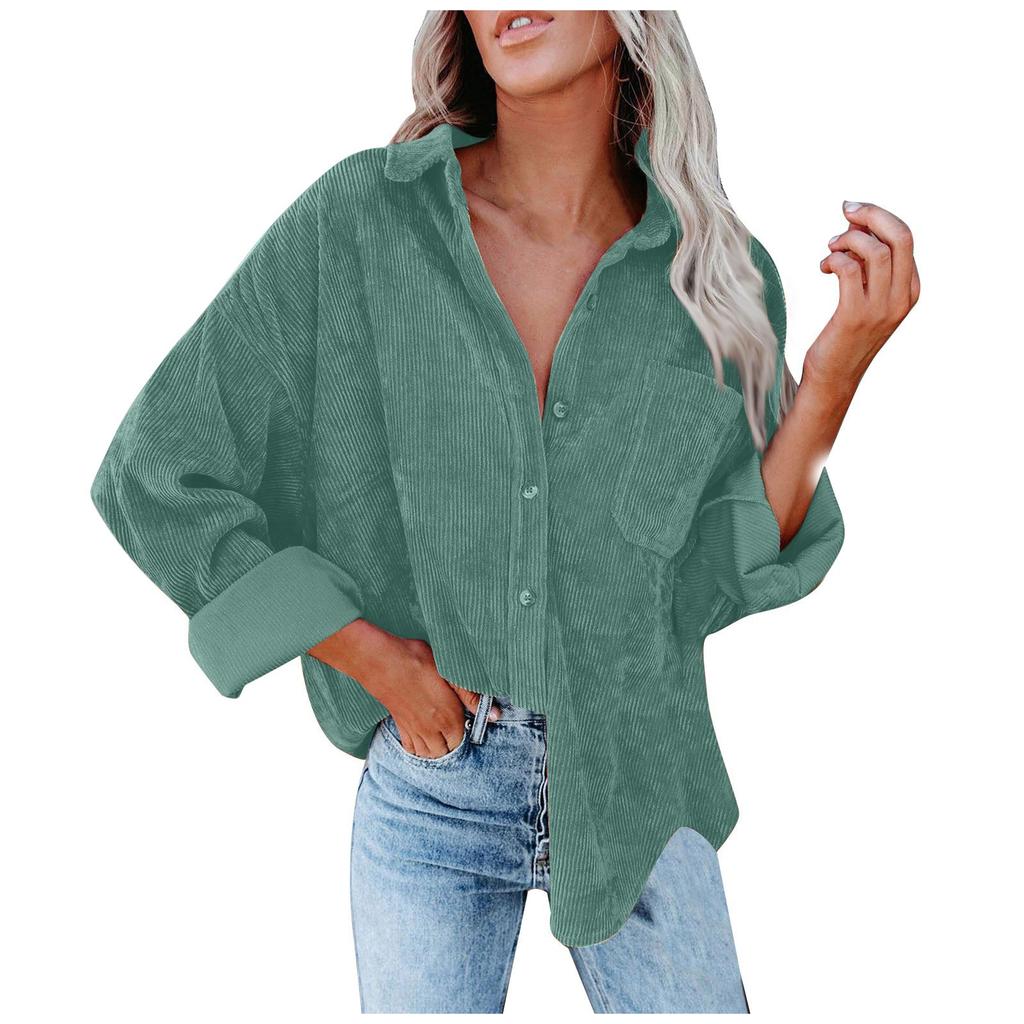 Damen- und Winterhemden Damen einfarbiges Revers lockere Freizeitjacke