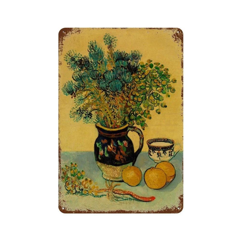 Affiche de Collection de Peintures à l'Huile Célèbres Vintage Décorative Van Gogh Plaque Métallique en Étain Pour Atelier Pièce de Maison Décoration Murale Artistique