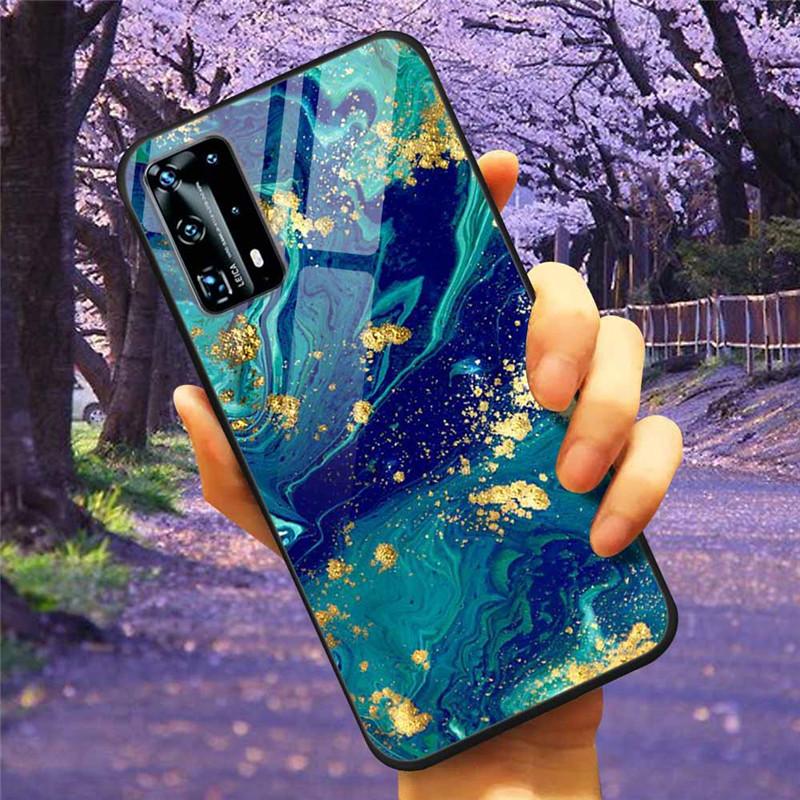 For Huawei P40 Lite / P40Pro Case P 40 Tempered Glass Starry Marble Hard Back Cover for Huawei P40 Pro / P40Lite E Cases Coque