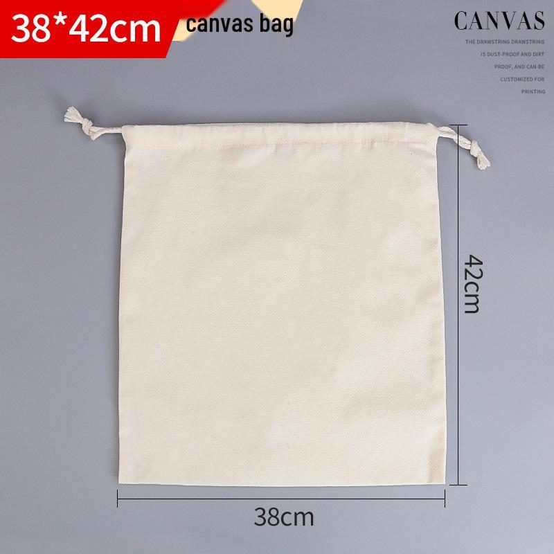 Customizable Thick Canvas Drawstring Bag - Festival Souvenir, Wear-Resistant, Small Size, White Cotton