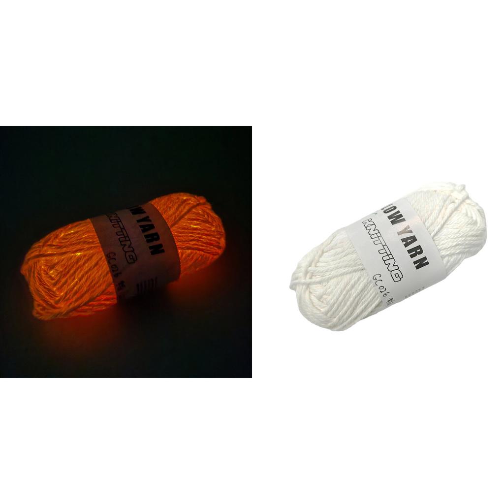 2 Rolls Luminous Crochet Yarn for Crocheting DIY Knitting Bag Toy Crafts 49 yard/Roll Glow Yarn Polyester Yarn Thread
