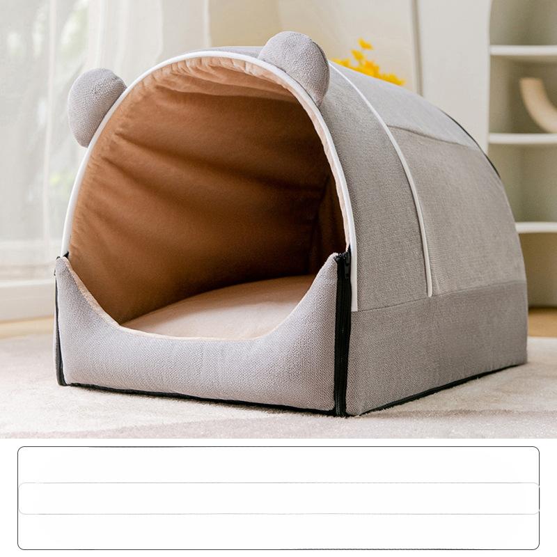 Pet Nest  Warm In Autumn and Winter  Fully Enclosed Cat Nest Removable and Washable House-type Dog House Large Space  Teddy Small Dog Bed