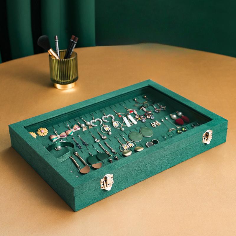 Fashion Creative Jewelry Display Stand Storage Box Earrings Necklace Large Clear Glass Portable And Easy To Store