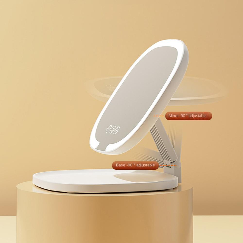Adjustable Vanity Mirror with Lights Foldable Lighted Desktop Mirrors Business
