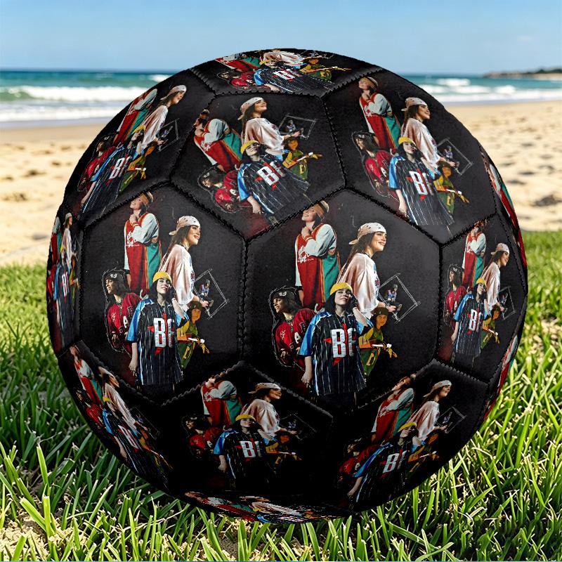 Billie Eilish Print Size 5 Soccer Ball, PU Wear Resistant Football for Match Training and Daily Practice, Birthday Gift for Soccer Fans