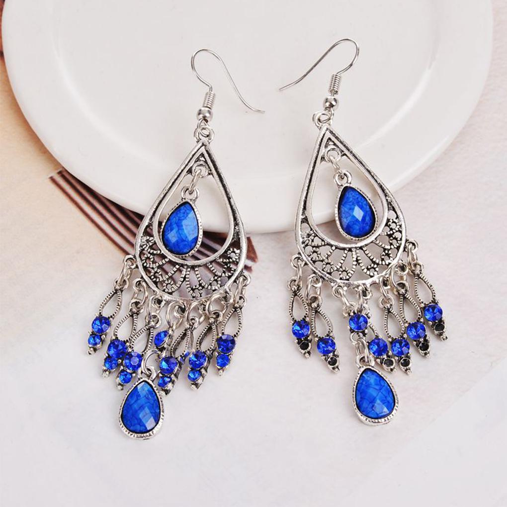 1 Pair Bohemia Style Tassel Earrings Women Waterdrop Pendant Dangling Earring Girls Ethnic Ear Jewelry