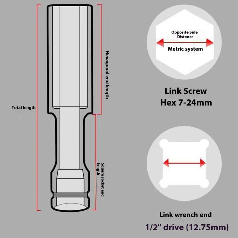 Extended Hexagonal Socket Tool With Slim Profile High Quality Steel Material Fit Narrow Space Perfect For Automotive Repair And Electronics