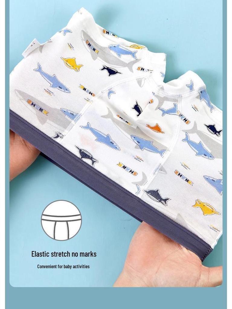 Dziecięca bielizna bokserki z czystej bawełny - Oddychająca, wygodna, z kreskówkowymi wzorami w rozmiarach S, M, L.