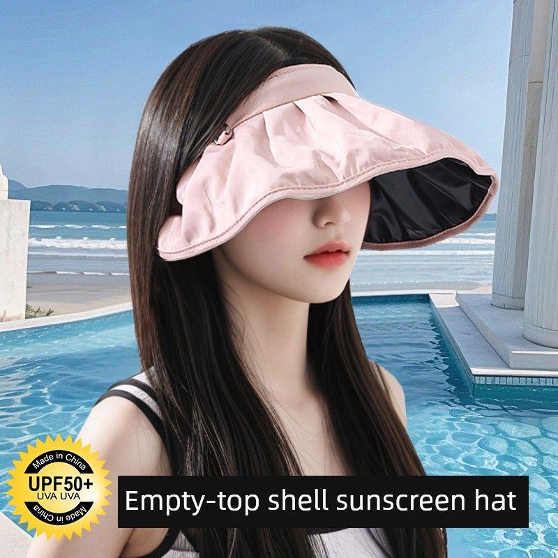 

Sun Protection Hat Women s UV-Proof Shell Sun Hat Air Top Sun Hat Big Brim Summer Kids Foldable Windproof [Cap hoop dual-use] Pink