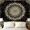 Mystical Luna Moth Tapestry, Green Moon Moth With Lunar Phases,Mushrooms And Witchy Hands Print Wall Hanging For Bedroom Living