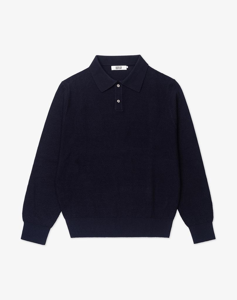 WORK ON BODY OFF Ezon Semi-Overfit Collared Knit [Navy]