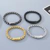 KALEN Gold Plated Stainless Steel Box Chain Bracelet for Men Hip Hop Square Clasp Accessory Waterproof Trendy Jewelry Gift