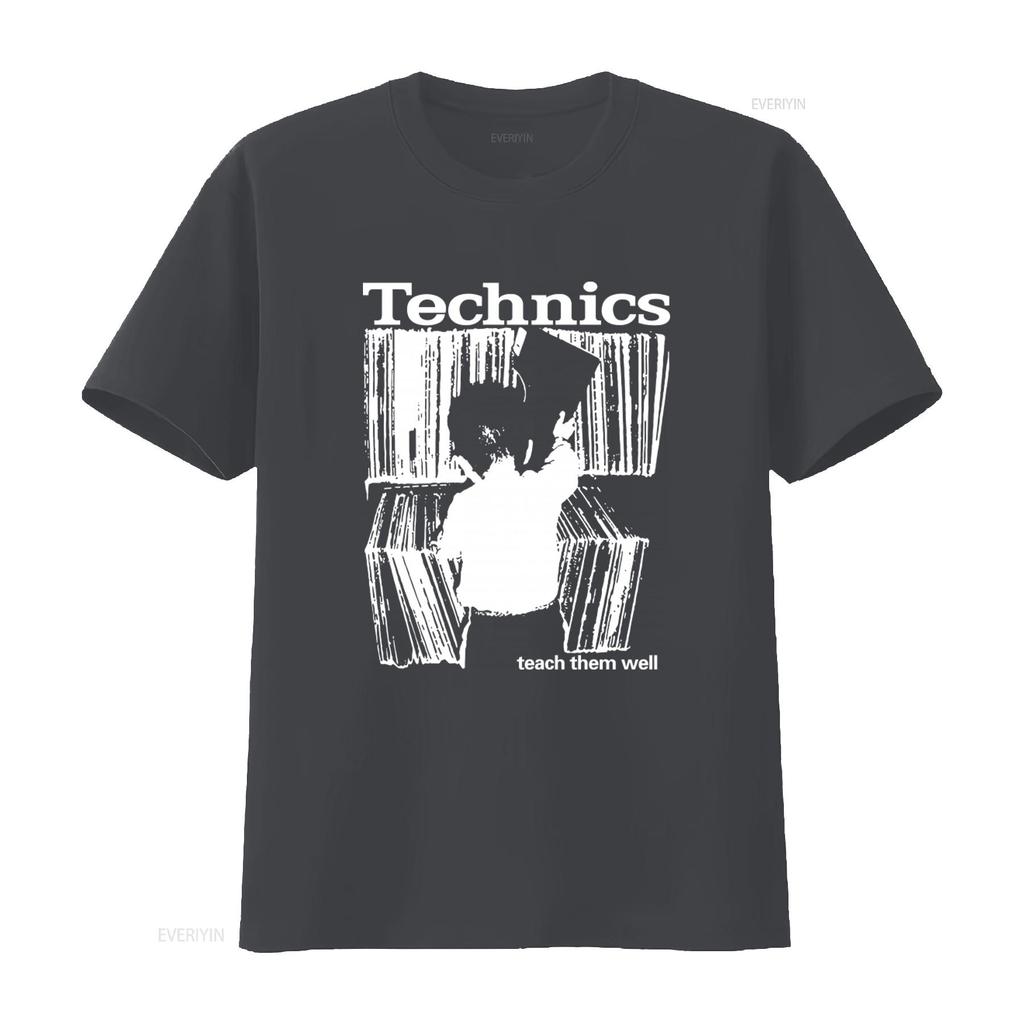 Vintage Technics T-Shirt Herren L Schwarz Audio Hi Fi Plattenspieler Hip Hop DJ Y2K 2000er Lehre Sie Gut vintage Gewaschen Bequem