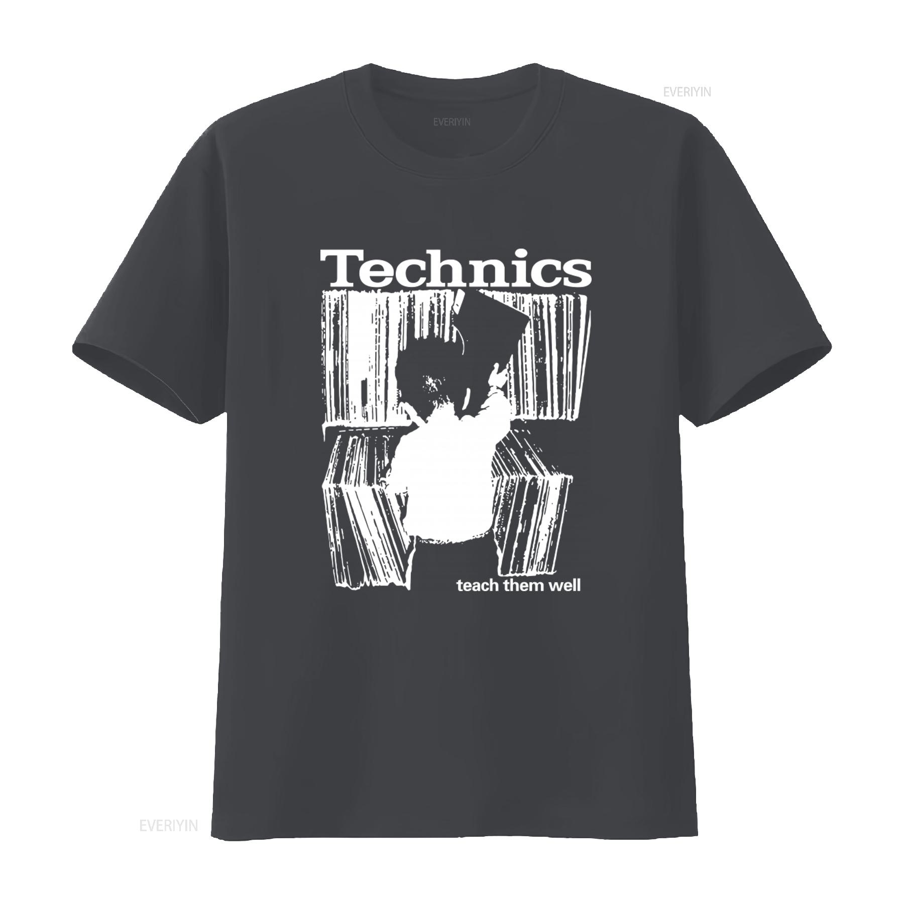 

Vintage Technics T Shirt Mens L Black Audio Hi Fi Turntables Hip Hop Dj Y2K 2000S Teach Them Well vintage Washed Comfortable L