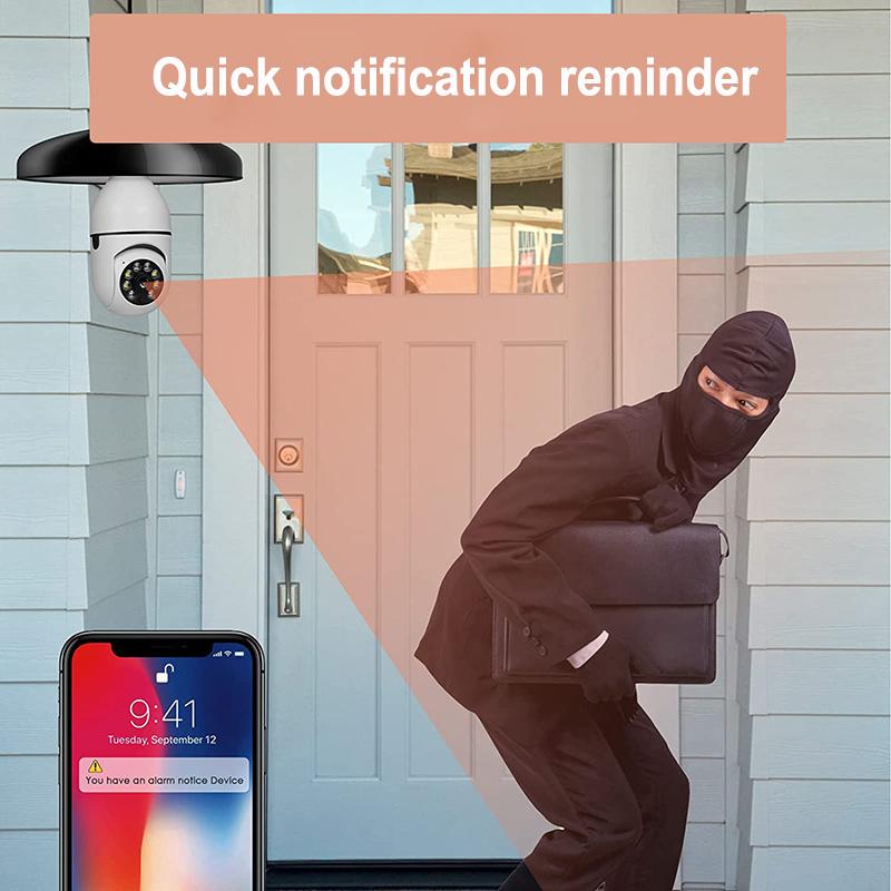 Wifi Mini E27 Bulb IP Camera - Full Color Night Vision + Automatic Human Tracking, Indoor Surveillance Security Monitor