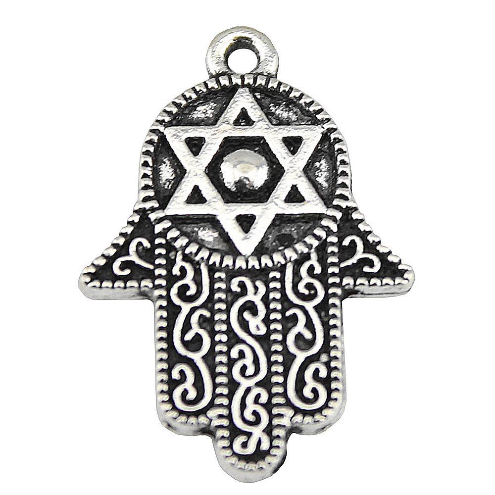Alloy Hamsa Hand Charms Amulet Pendants For Good Luck Jewelry Making