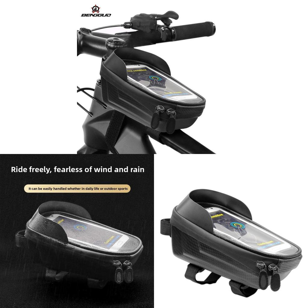 Bicycle Handlebar Storage Bag With Pvc Hard Shell Large Capacity For Cycling Gear And Phone Protection