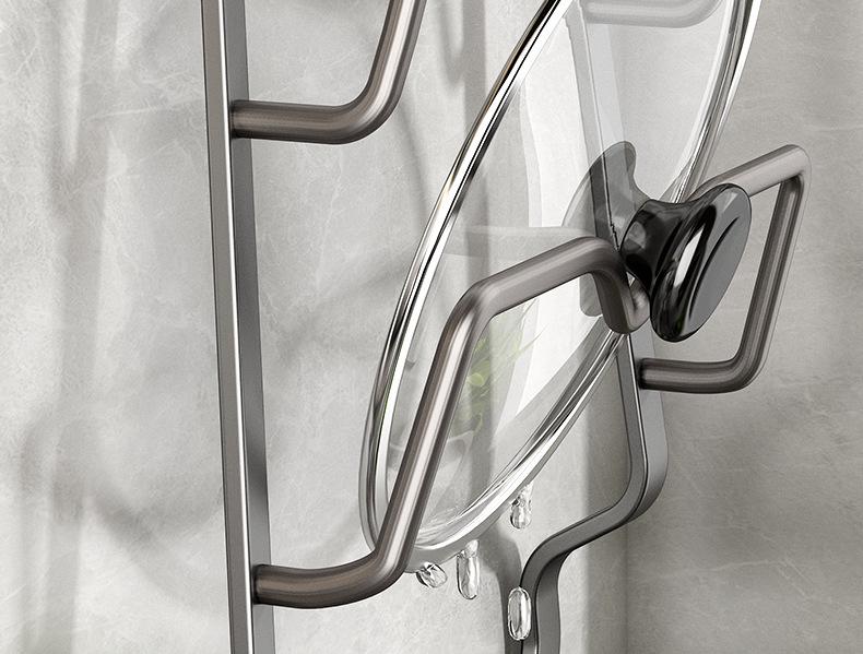 Wall-Mounted Punch-Free Kitchen Rack - Multi-Function Storage for Pot Lids & Chopping Boards