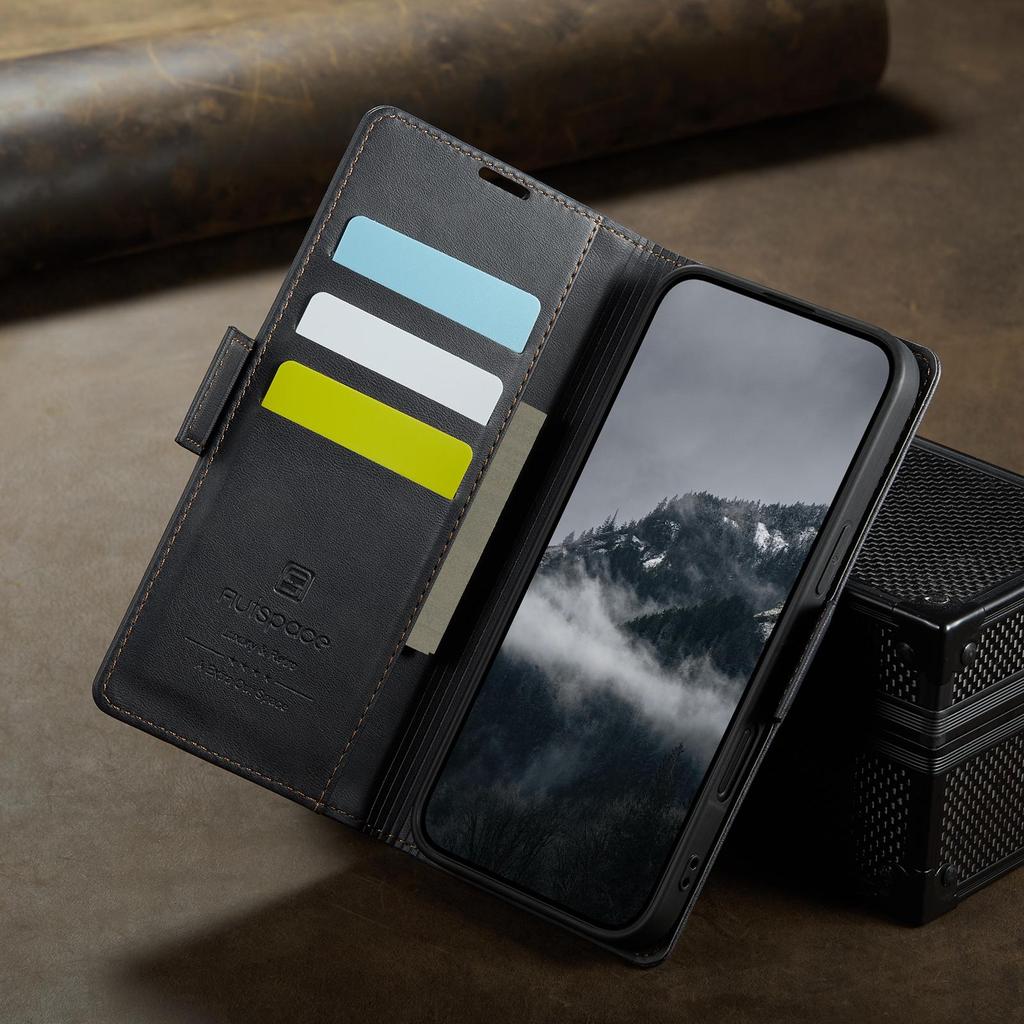 Luxury Retro Cow Leather Phone Wallet Case Book Stand For iPhone 17 16 15 Pro Max Samsung S25 S24 Ultra Redmi Note 14 13 Magnetic Card Slot Flip Cover