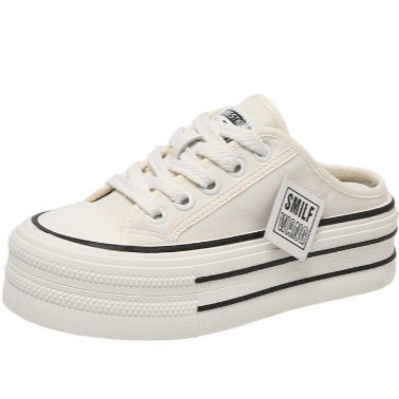 Summer New Thick Slippers Fashion Casual Women Canvas Bottom Heightening Sandals Female Indoor Baotou Low Sneakers
