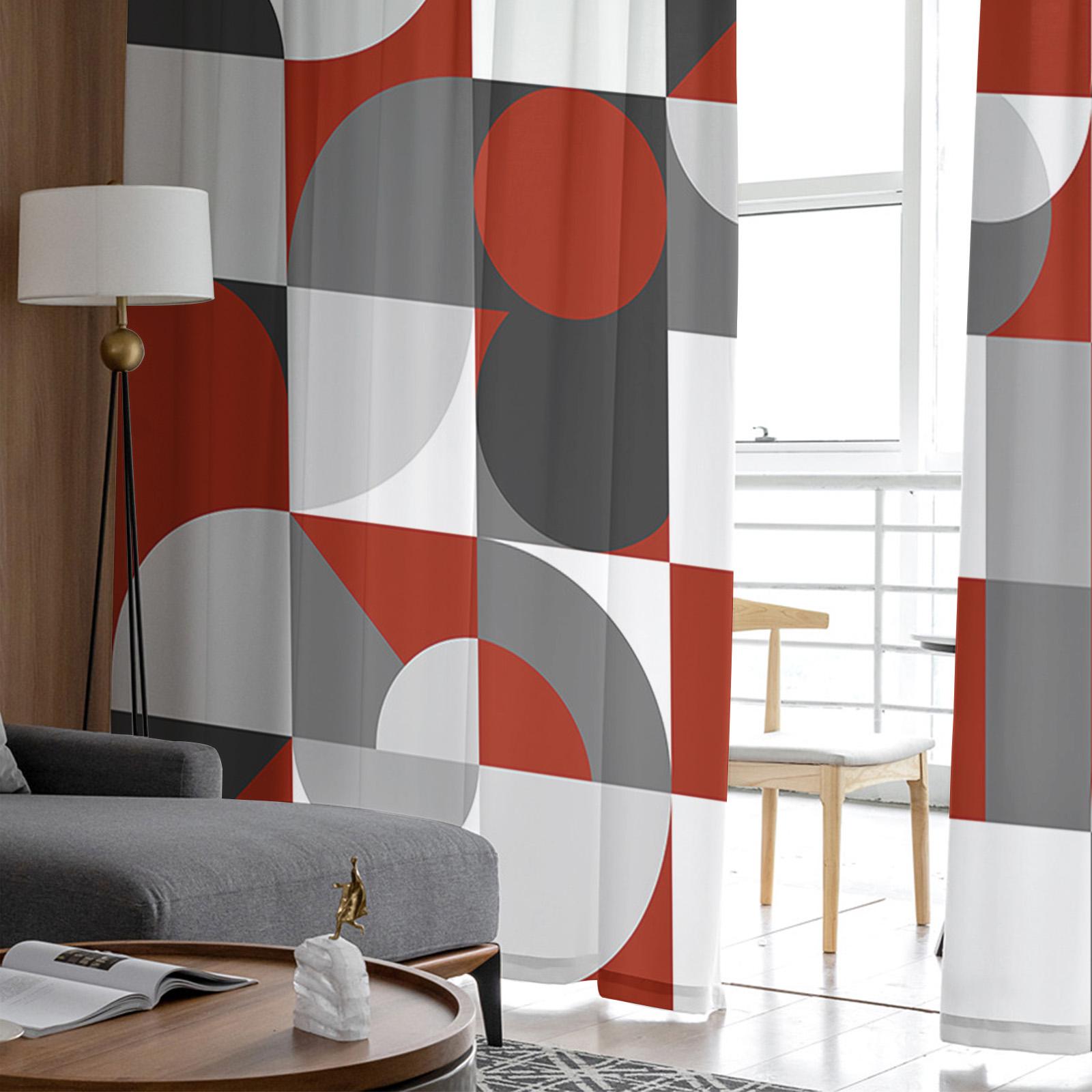 Скандинавские средневековые геометрические цветные вуалевые прозрачные шторы для гостиной — фото 4