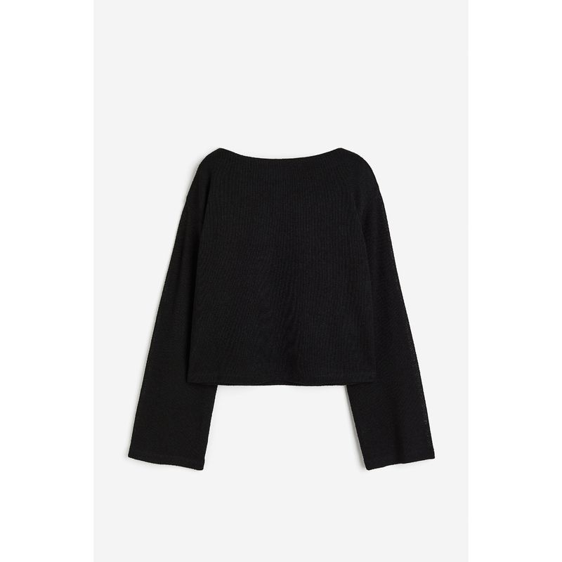 

Женская футболка HM Летняя мода Повседневный Минималистичный Свободный Клетчатый Широкий ворот Квадратный пуловер 1137692 Black 155/80A(XS)