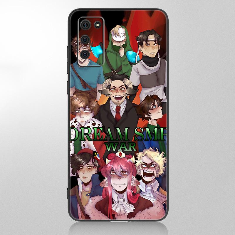 Dream Smp War Cartoon Case For Samsung Galaxy A12 A02S A22 A32 A52 A72 A71 A51 A41 A31 A21 A11 A50 A70 A10S A20S Black Cover