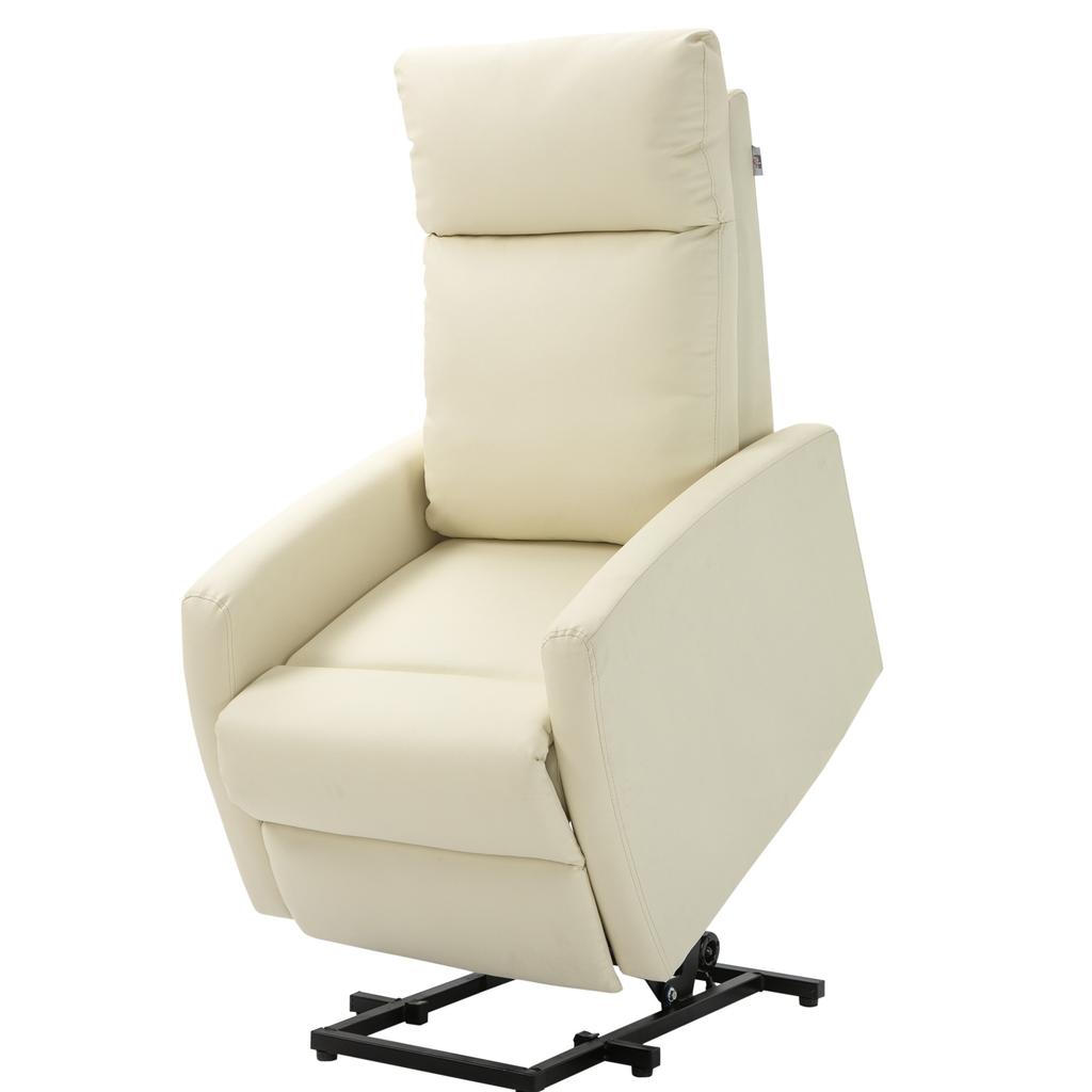 Poltrona Relax Lift People Electric Recliner Chair 145 Degree With Remote Control Footrest 67x95x105 Cm Cream