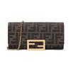 Gold Logo FF Monogramm Canvas und Leder Kleine Quadratische Kettentasche Clutch Crossbody Umhängetasche Damen Taschen Braun 8M0365-A98P-F0A6E