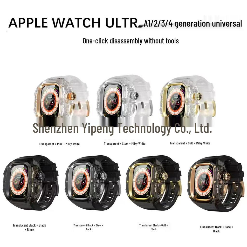 Universal 49MM Crystal Style Metal Case for Apple iWatch Ultra/2/3/4 Generation