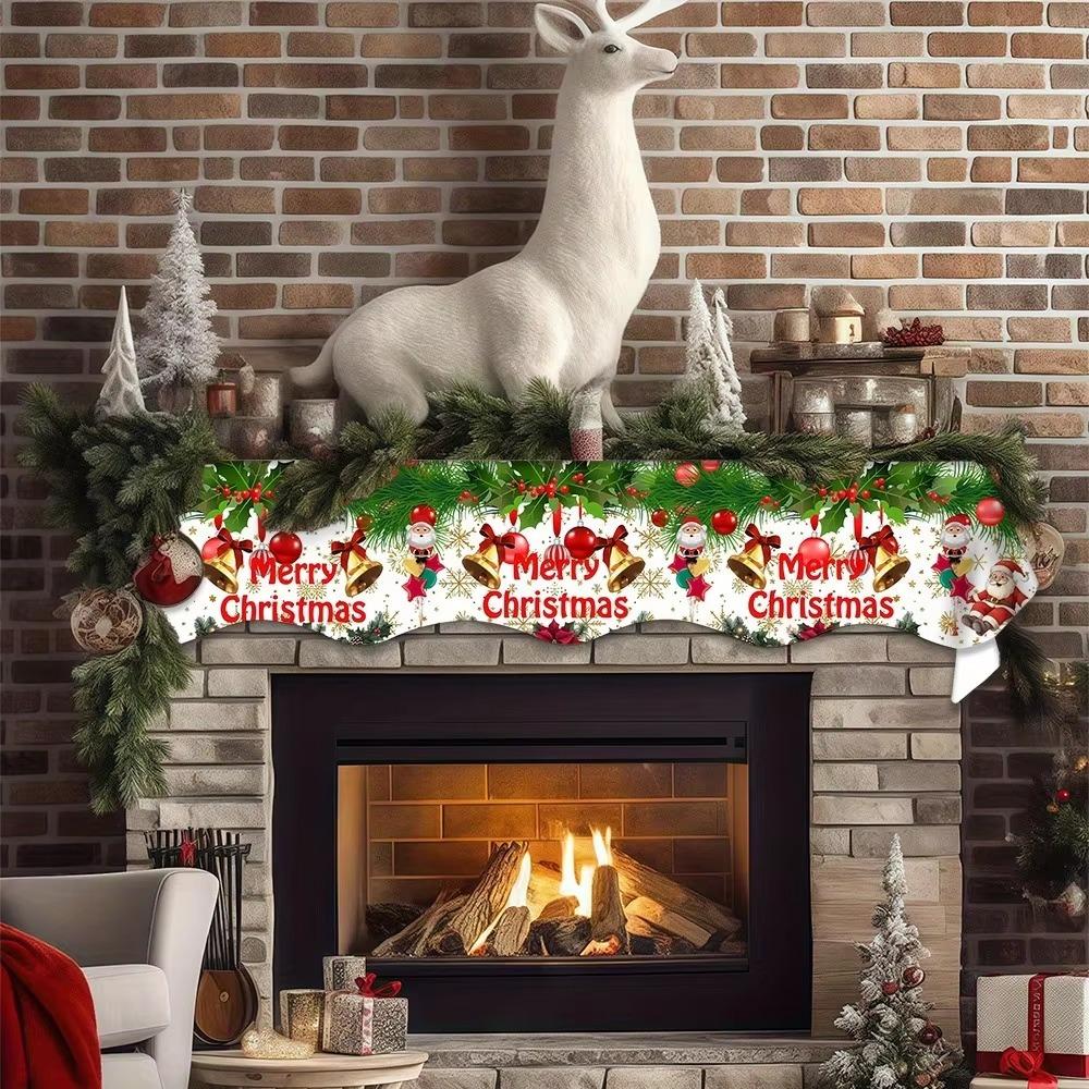 Stain-resistant Christmas Fireplace Scarf Non-slip Xmas Fireplace Cover  New Year
