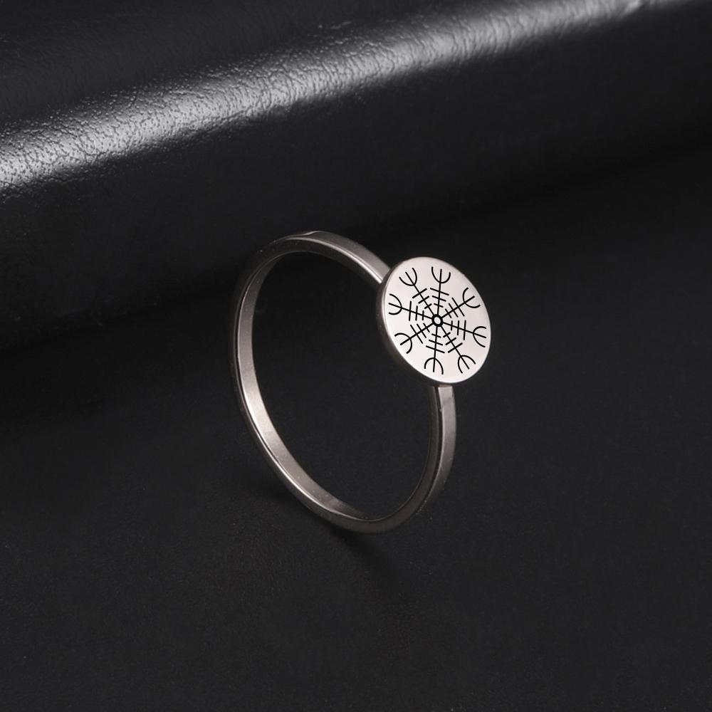 

LIKGREAT Vintage Viking Rune Signet Scandinavn Rings for Men Women Vegvisir Compass Ring Circle Norse Helm of Awe Amulet Jewelry 10