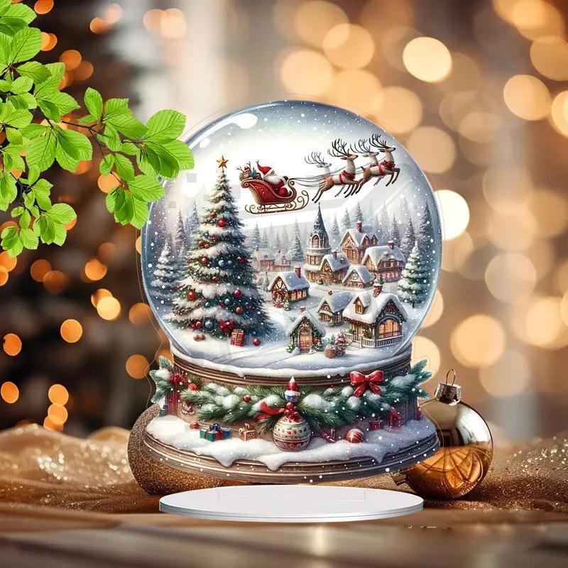 Soporte de Adorno de Bola de Nieve Acrílica para Regalos Navideños