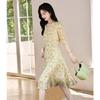 Gentle Sunset Floral Mulberry Silk V-Neck Dress