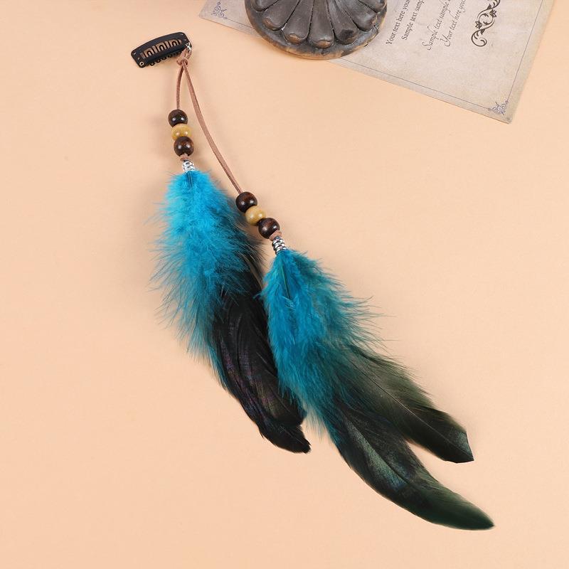 1PC Ethnic Style Decorative Tassel Secure-Grip Clip Natural Hairpin Lightweight Hair Bohemian Feather Delicate