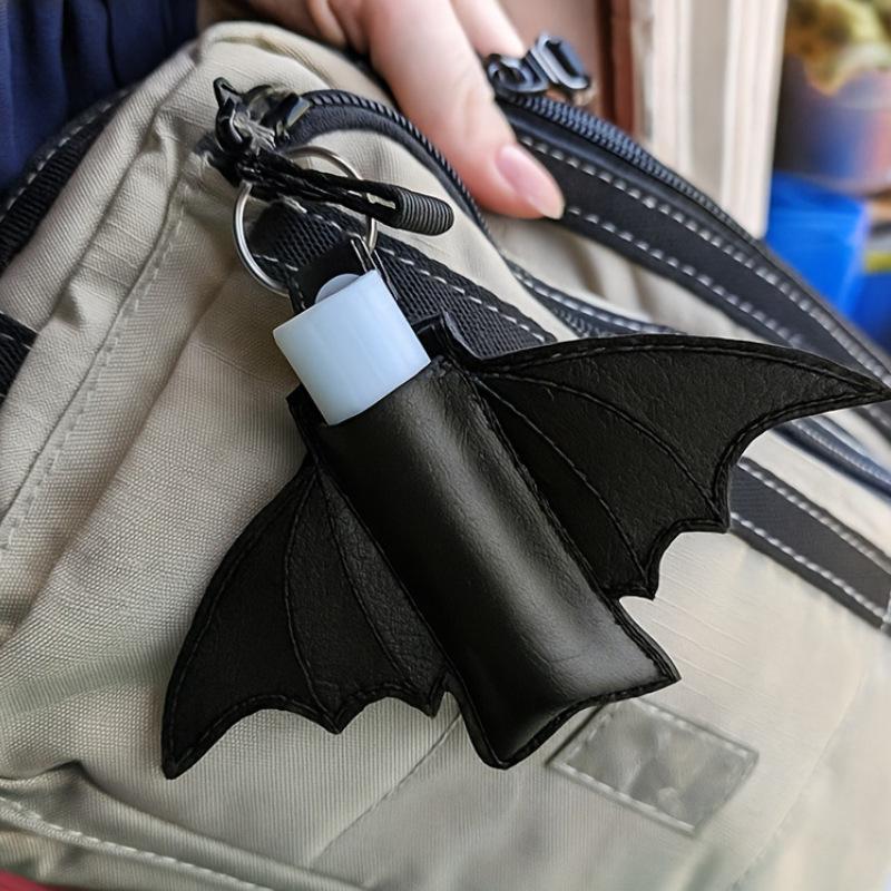 Bat Lipstick Lip Gloss Bag Keychain Holder PU Chapstick Pouch Key Ring Portable Lip Balm Bottle Packaging Cover Key Chain