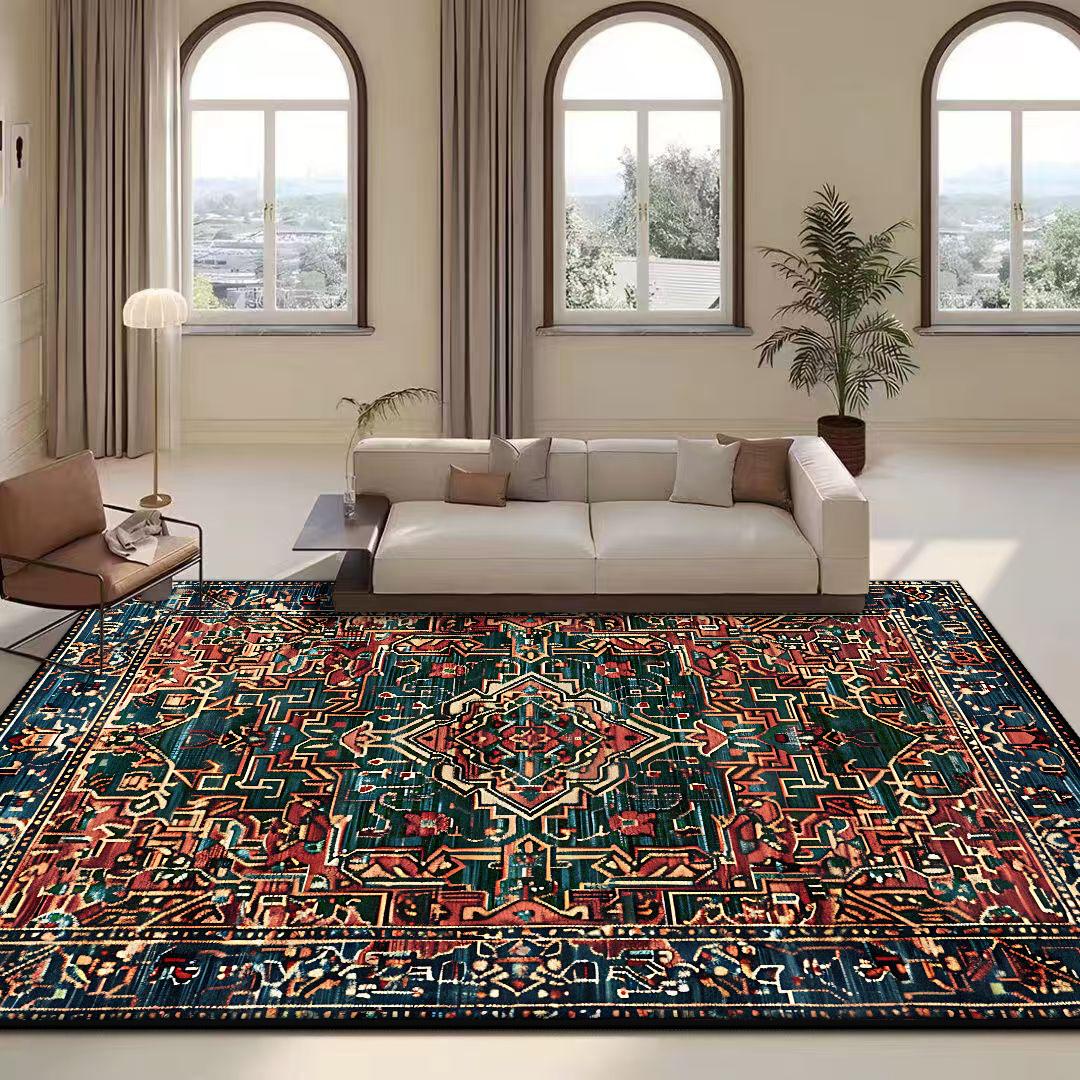 

Persian Style Living Room Rugs Retro Antiskid Bedroom Decoration Carpet Easy Clean Entrance Door Mat Machine Washable Big Size 60x90cm