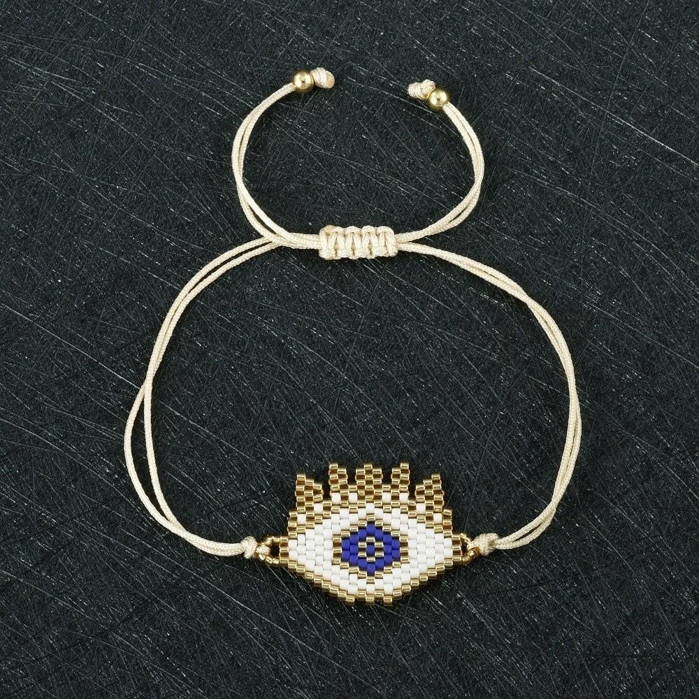 Fashion Beaded Bracelet Adjustable Lip Biting Bangle Cool Demon Eyes Hand Chain  Girl