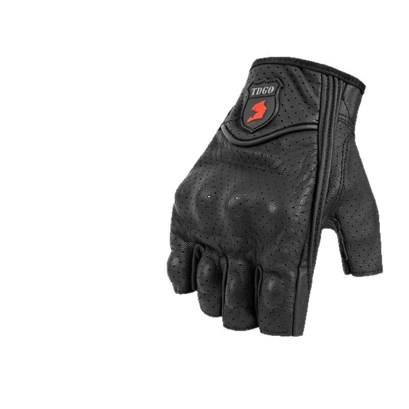 Mens Motorcycle Gloves Half-Finger Vintage Style Breathable Anti-Slip Full-Hand Riding Gear Biking Commuting