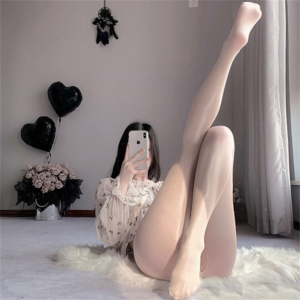 Oil Crotchless Stockings Anti Hook Shiny Tights New Open Crotch Tights  Women